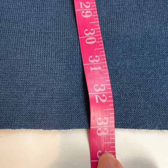 Vintage Nordstrom Preview Merino Wool Cardigan Duster Sweater Small Blue V Neck - Picture 9 of 9